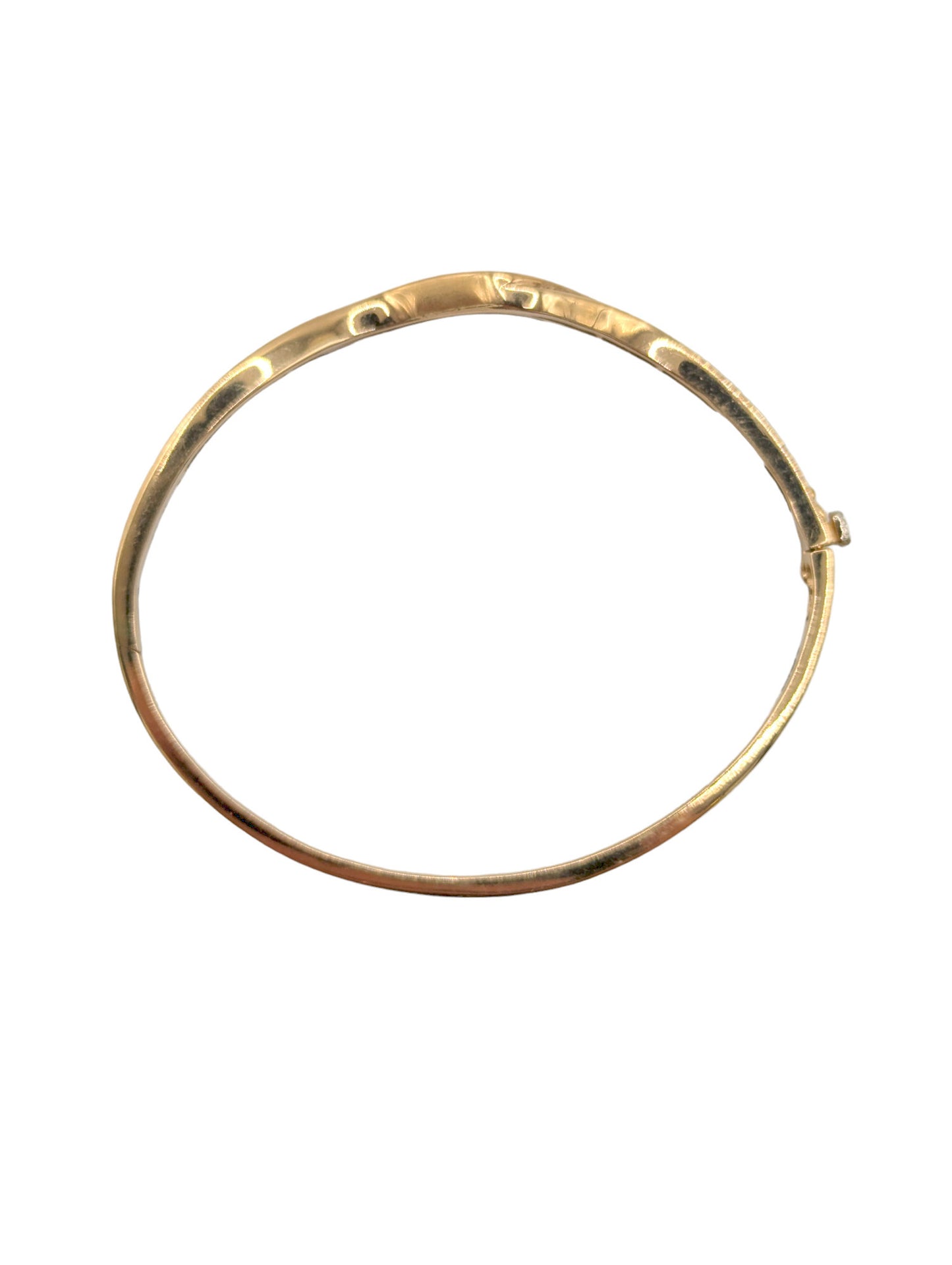 9ct Solid Gold CZ Wavy Ladies Bangle