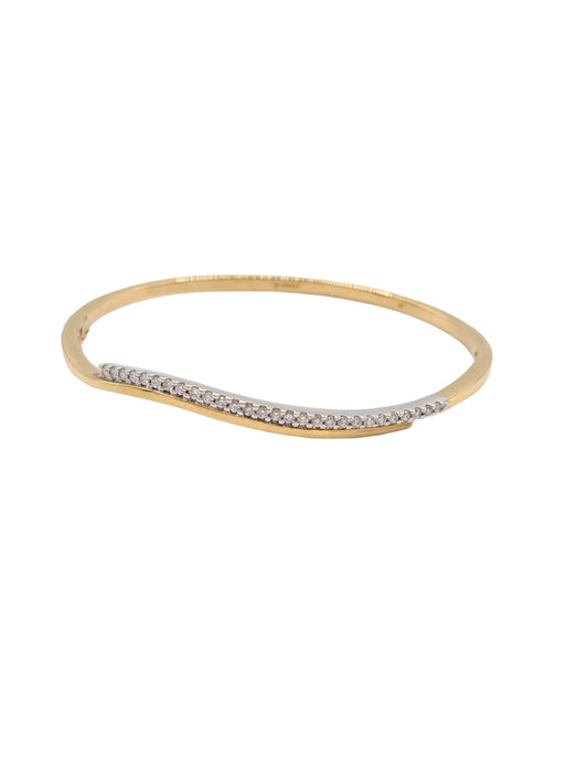 9ct Yellow & White Gold Diamond Wavy Bangle