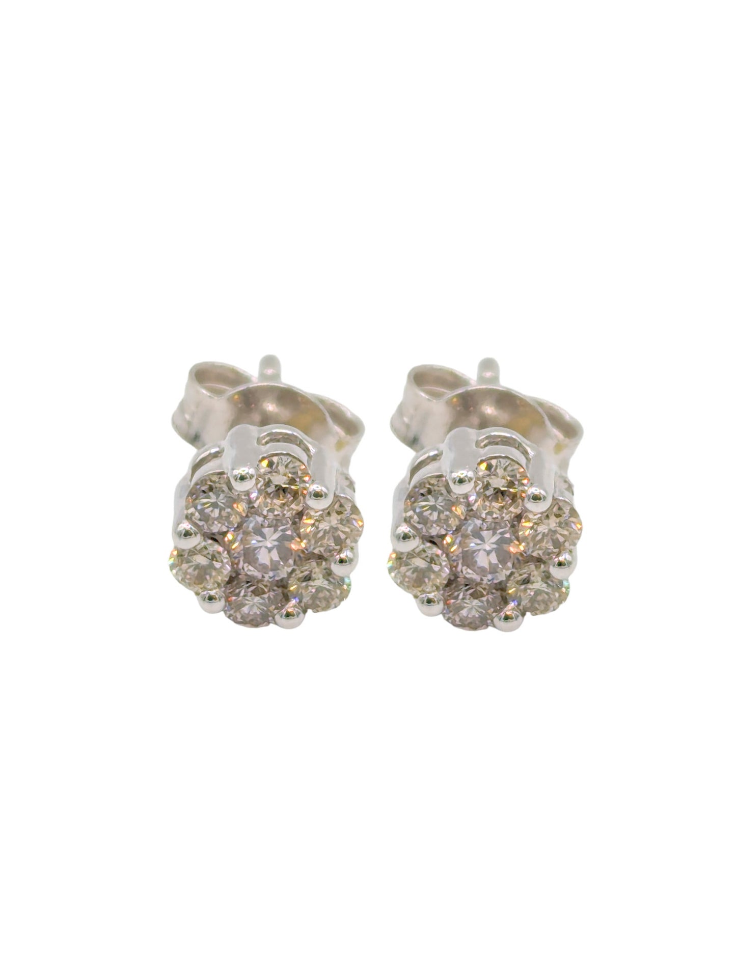 9 Carat WG Diamond Cluster Earrings