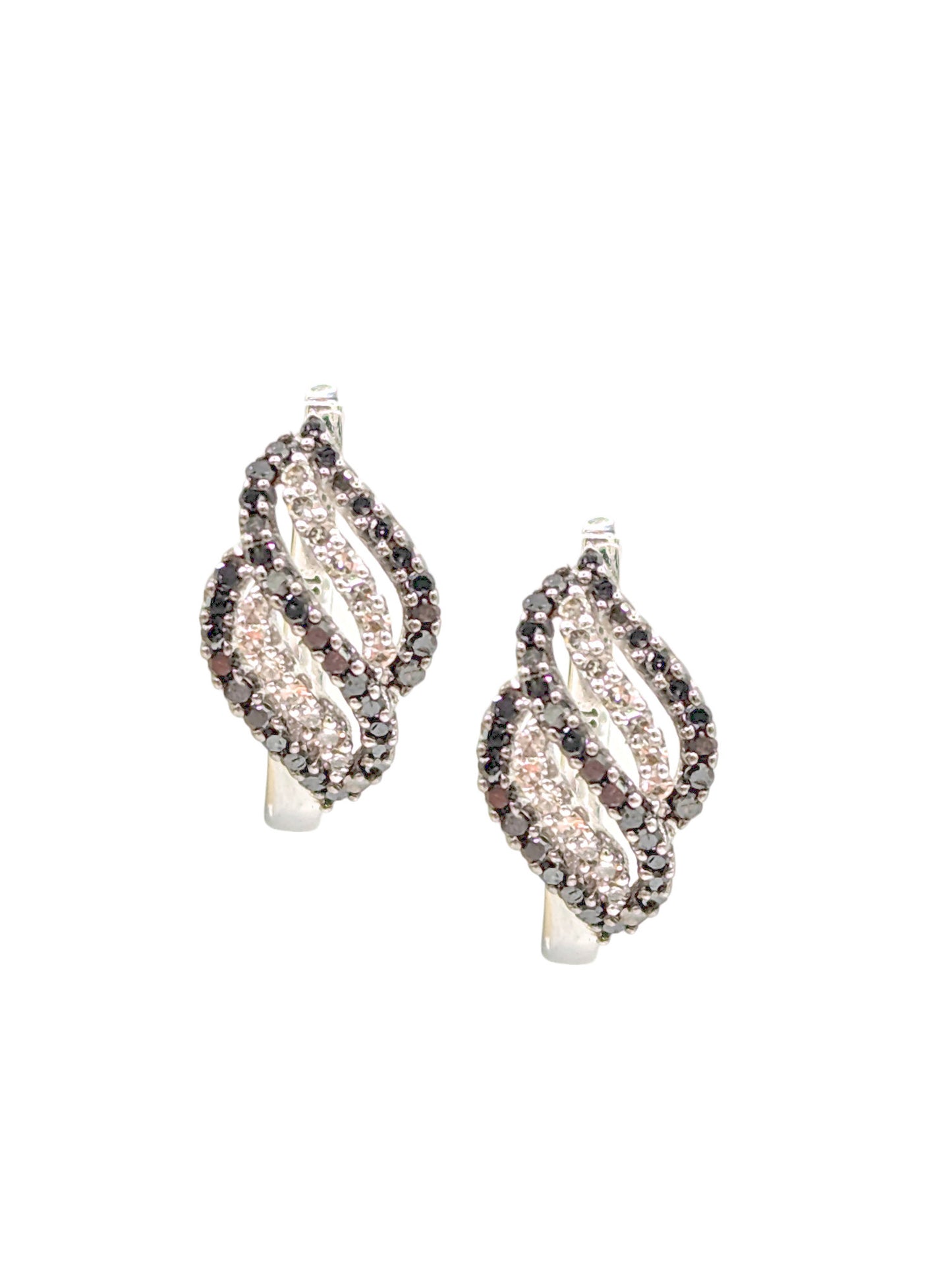 9ct W/G Black & White Diamond Earrings