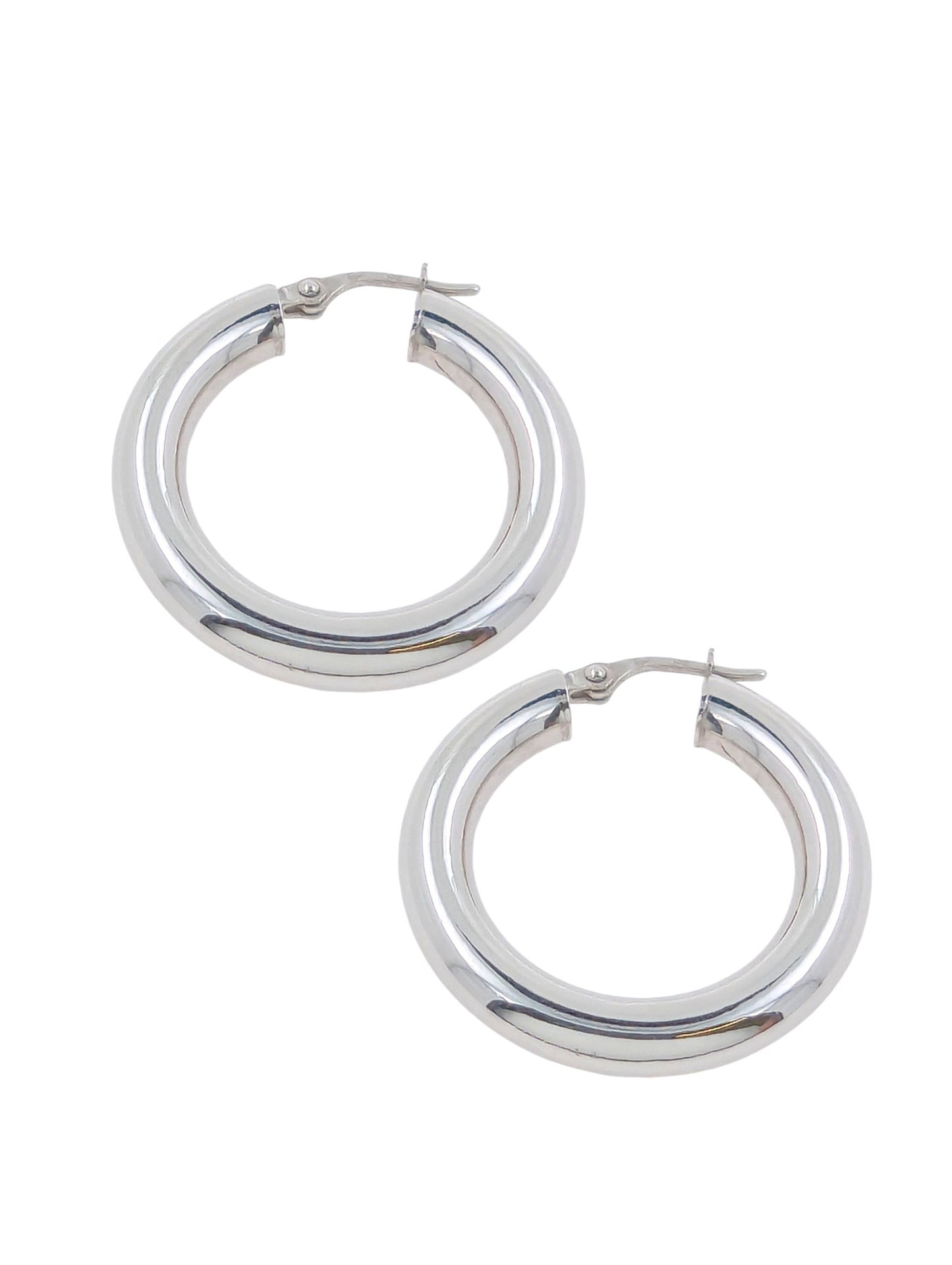 9ct White Gold Tubular Hoop Earrings