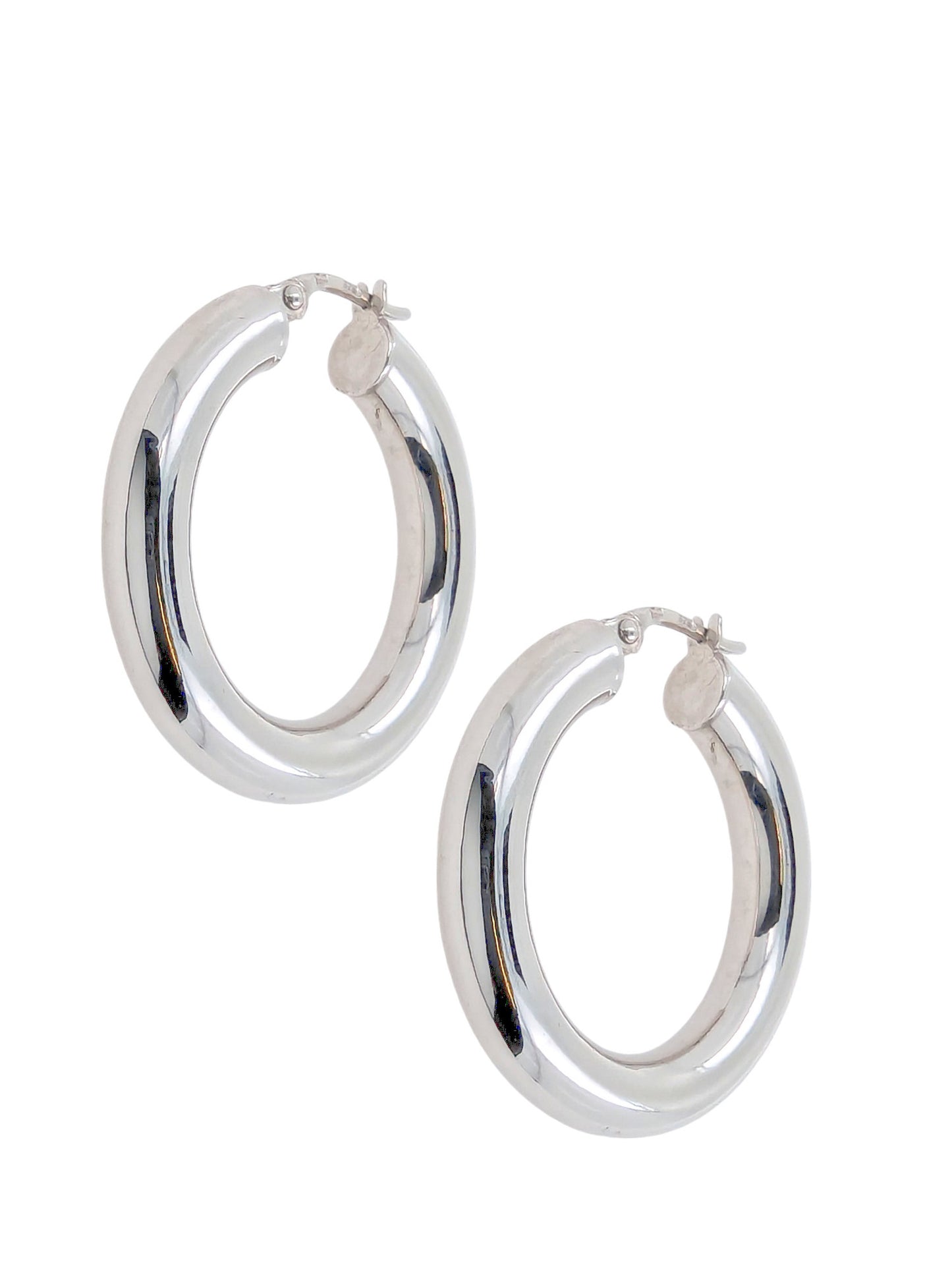 9ct White Gold Tubular Hoop Earrings