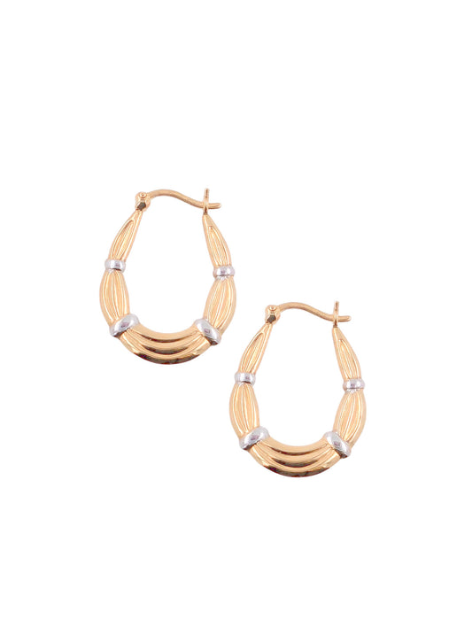 9ct Yellow Gold Oval Braid Style Creole Earrings