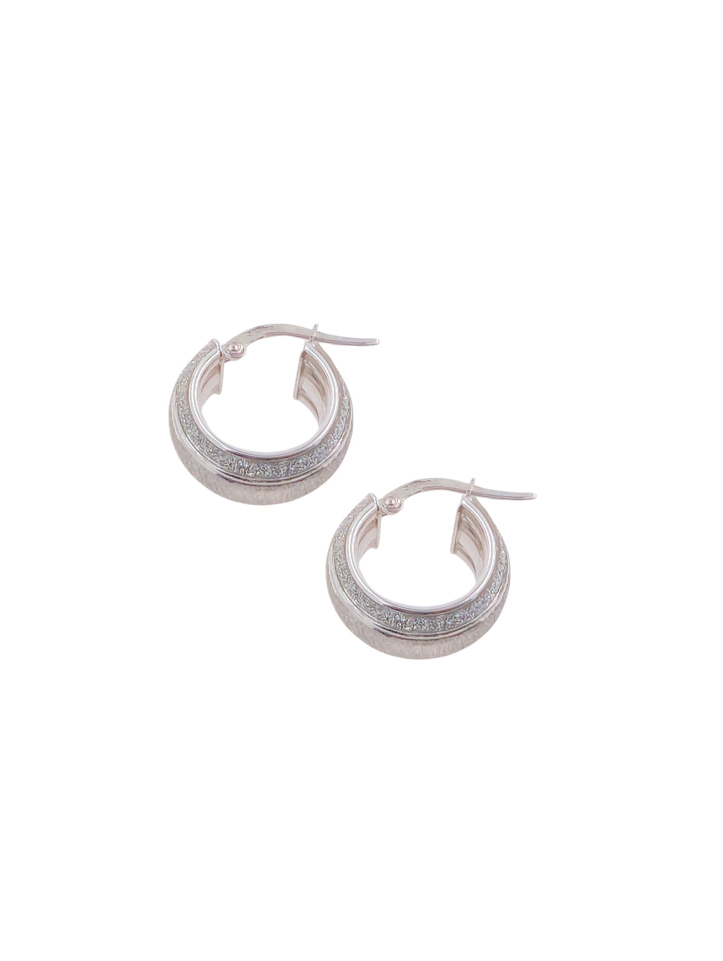 9ct White Gold Textured Huggy Style Hoops