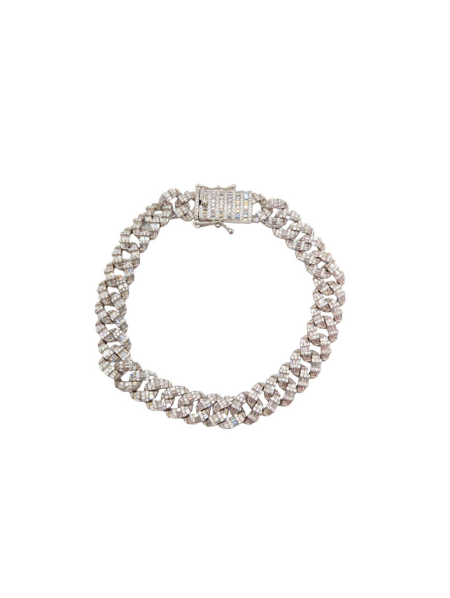 Solid Silver Gents Heavy Cz Bracelet