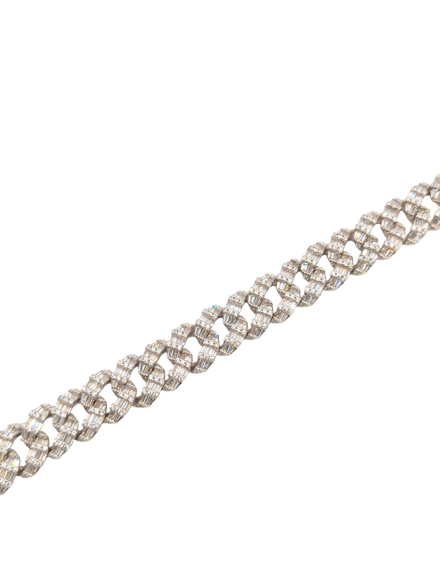 Solid Silver Gents Heavy Cz Bracelet