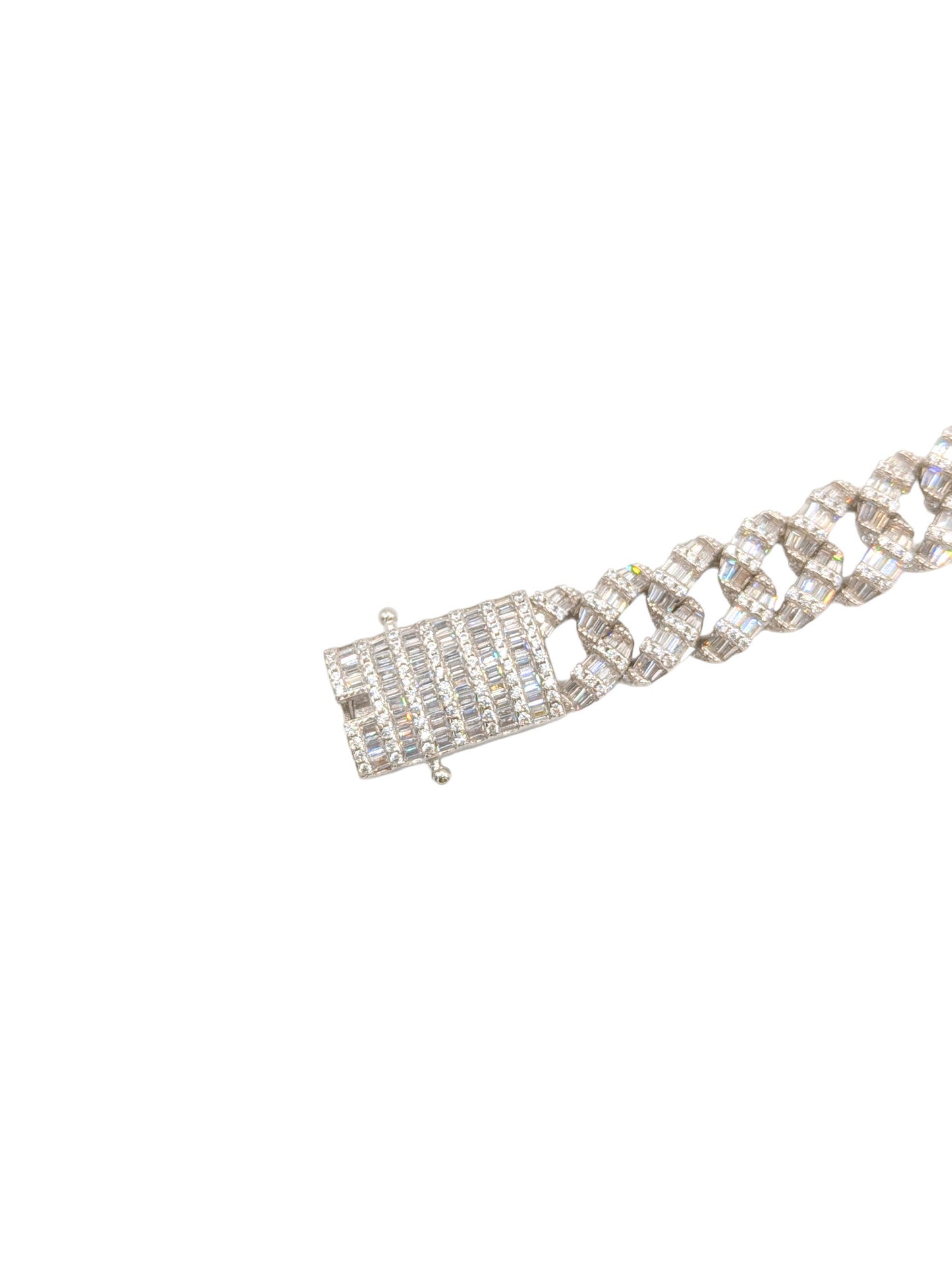 Solid Silver Gents Heavy Cz Bracelet