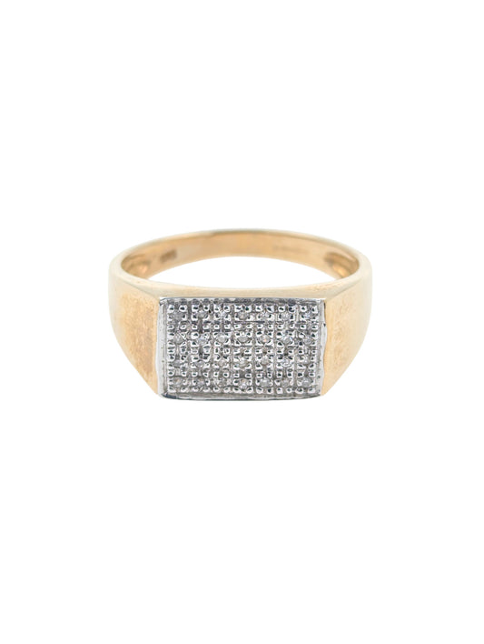 9ct Yellow Gold Diamond Gents Signet Ring