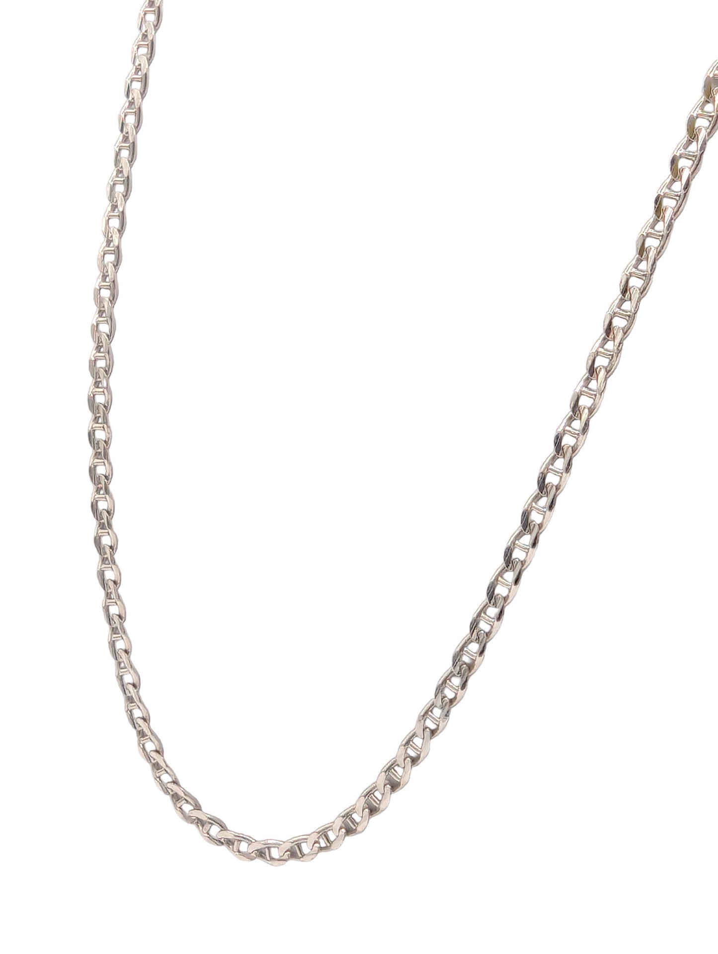 9ct White Gold Solid Anchor Link Chain