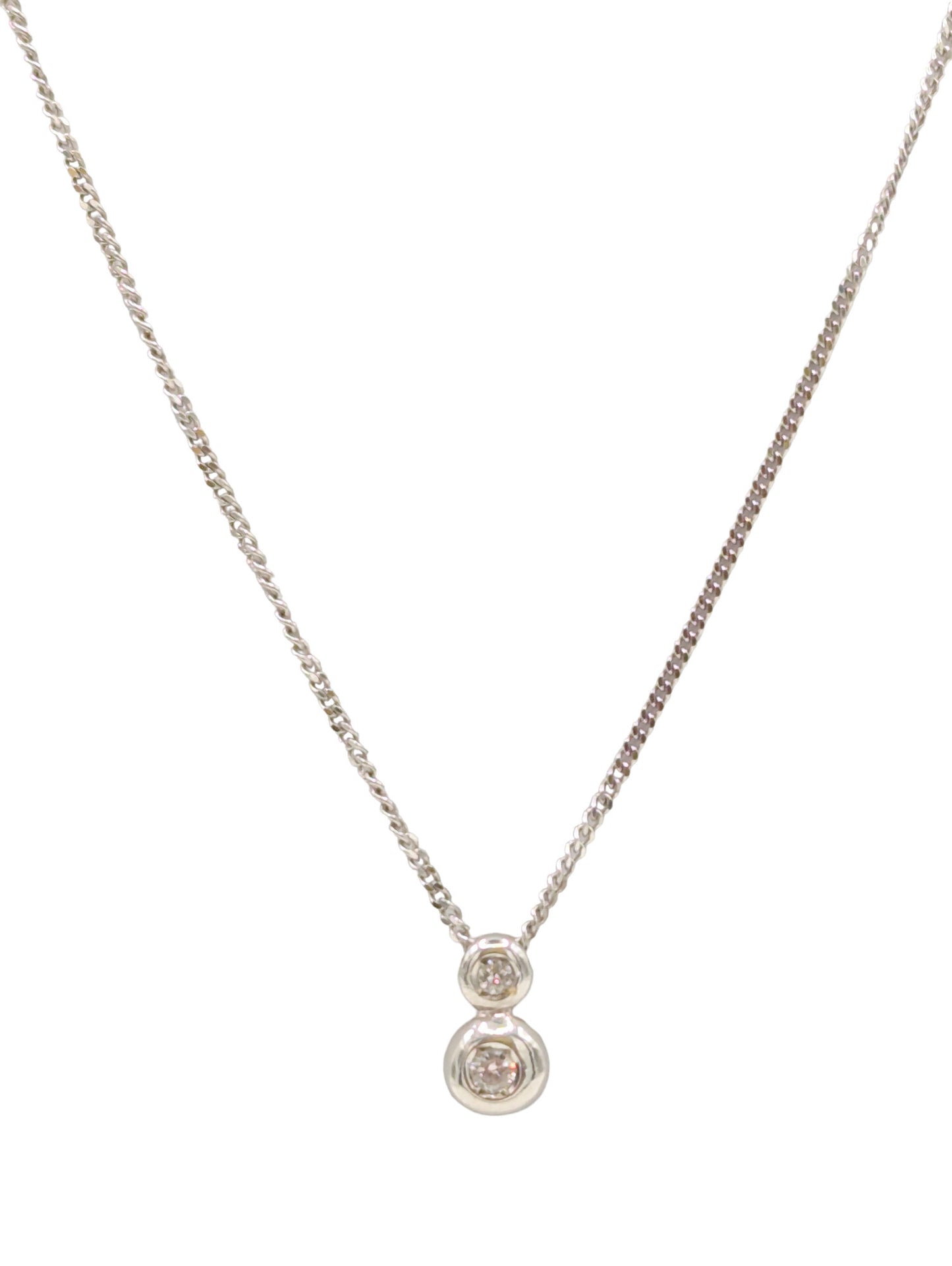 18ct White Gold Diamond Pendant And Curb Chain