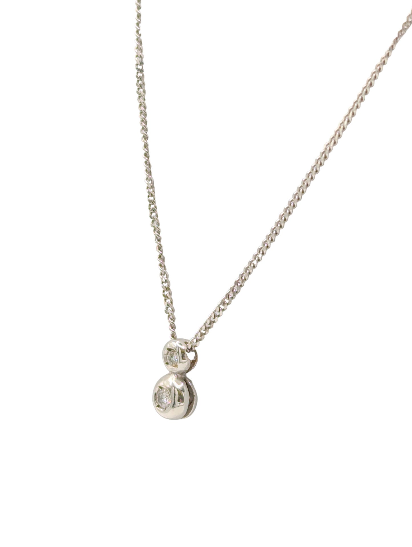 18ct White Gold Diamond Pendant And Curb Chain