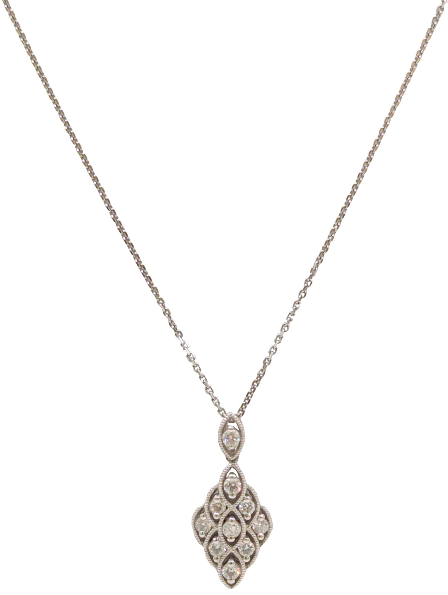 18ct White Gold Diamond Pendant and Chain.