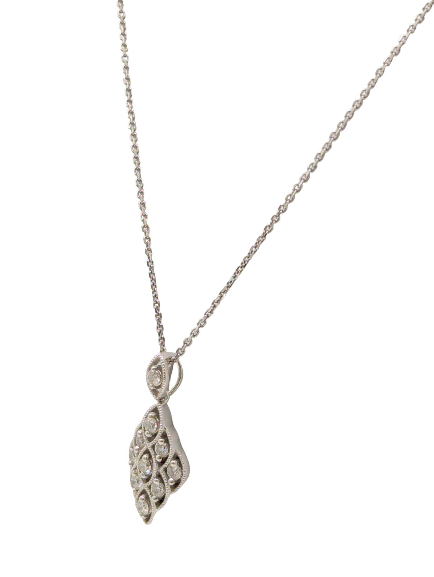 18ct White Gold Diamond Pendant and Chain.