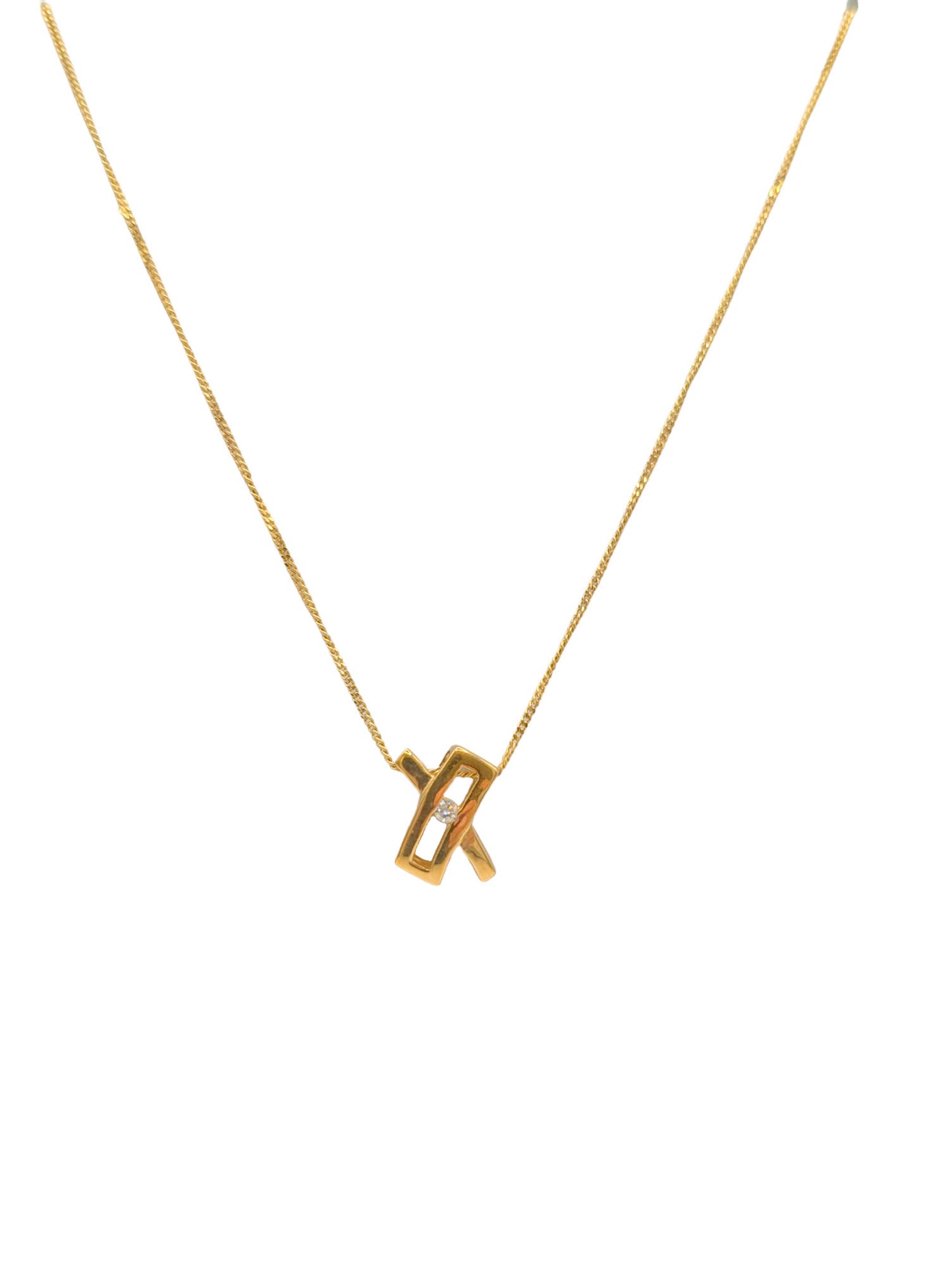 9ct Yellow Gold Diamond 16" "Kisses" Necklet