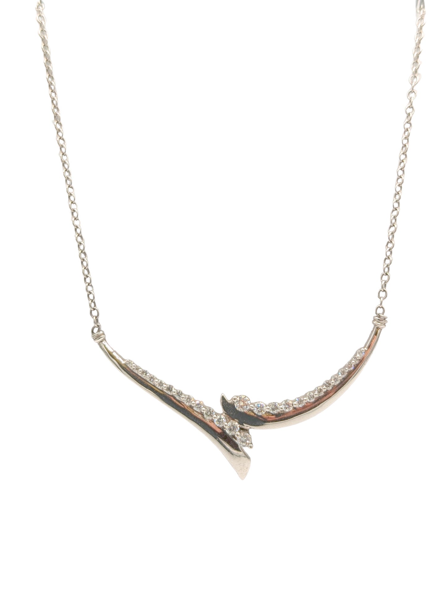 9ct White Gold Diamond Statement Necklace