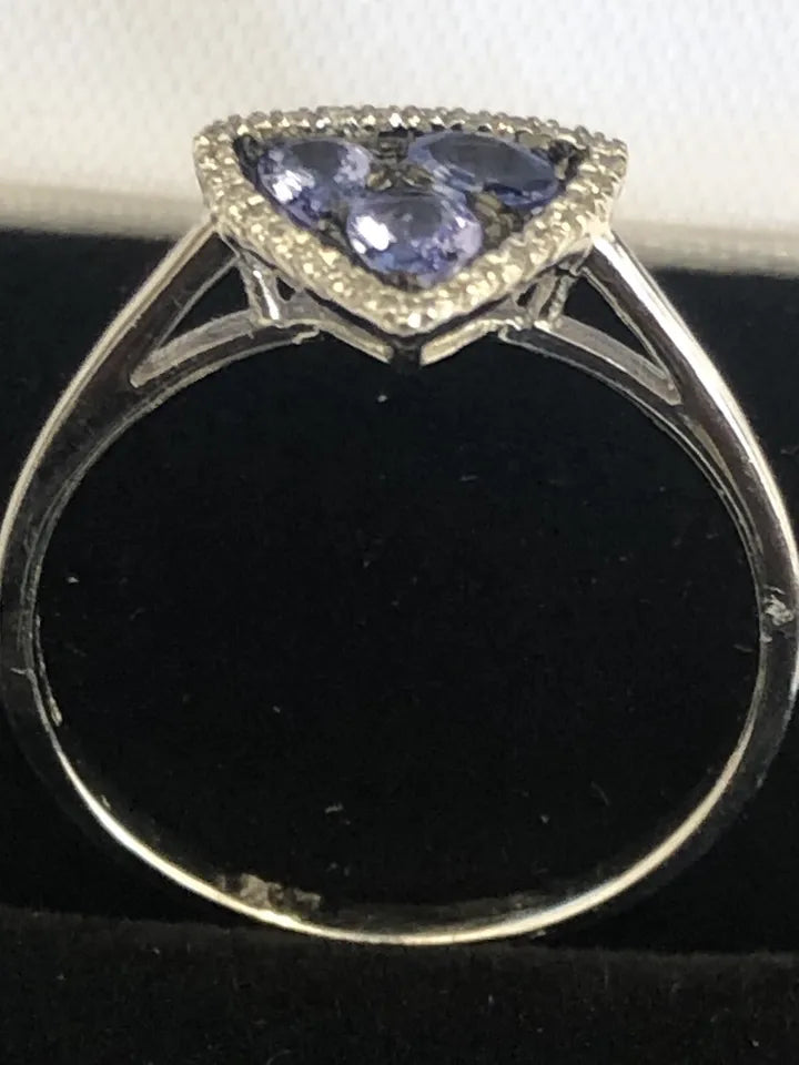 18ct WG Tanzanite & Diamond Trillion Shape Ring