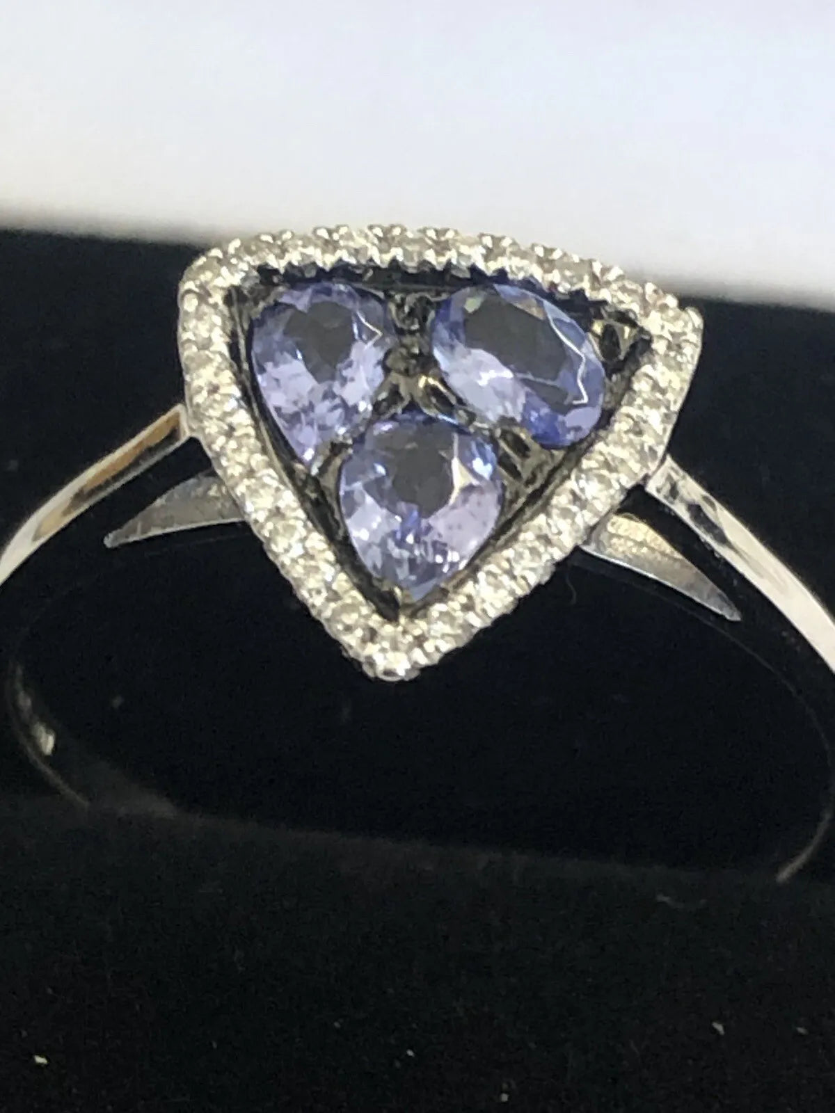 18ct WG Tanzanite & Diamond Trillion Shape Ring