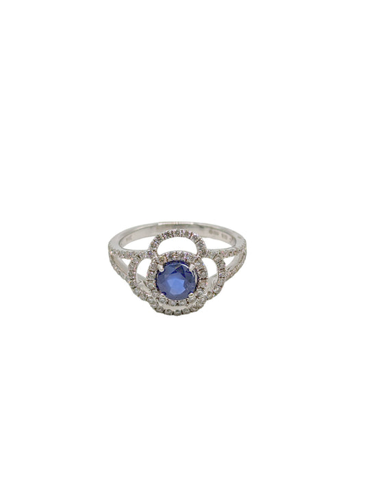 18 Carat WG Fancy Diamond and Sapphire Dress Ring.