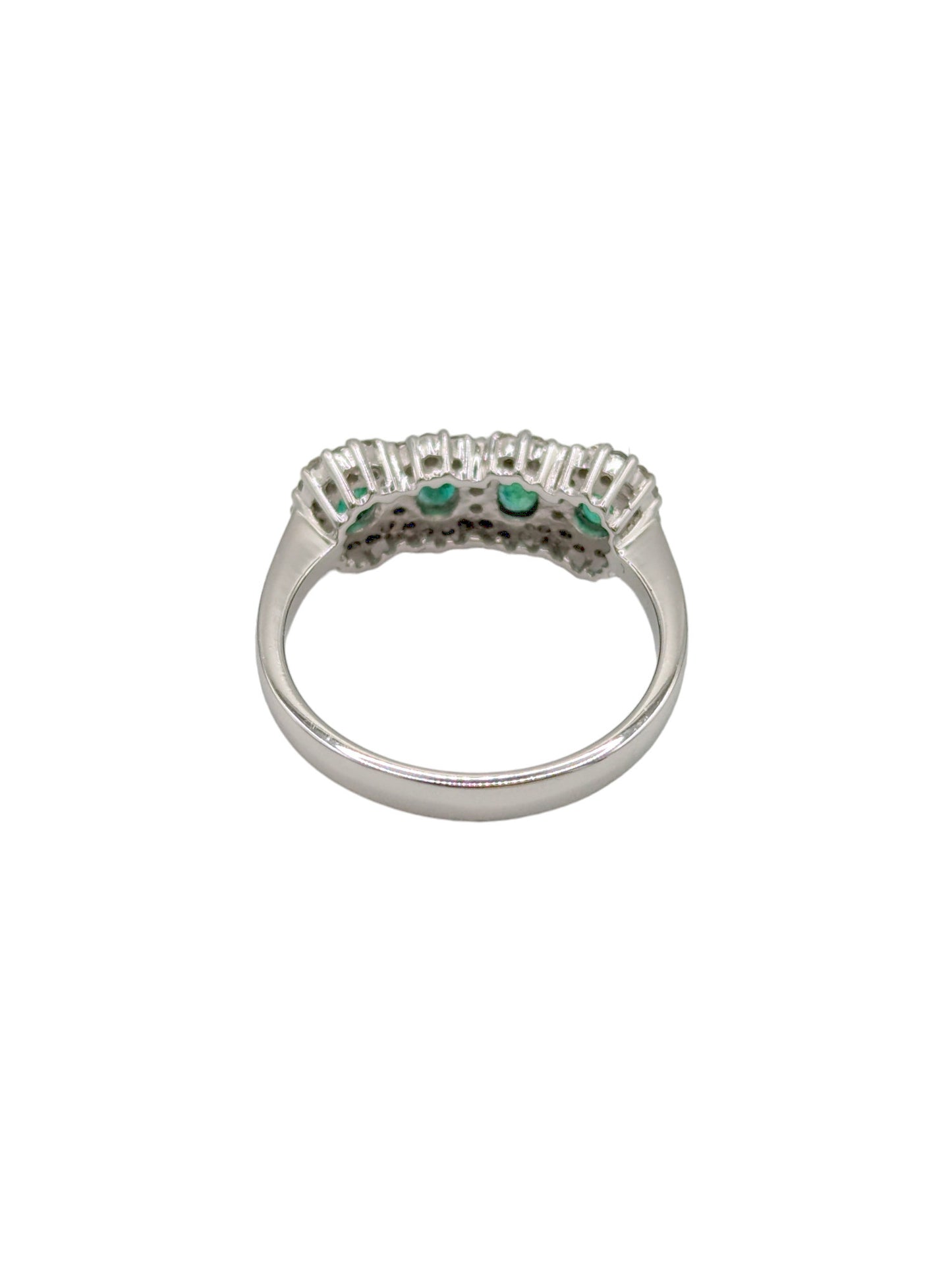 18 Carat WG Fancy Cluster Diamond and Emerald Ring