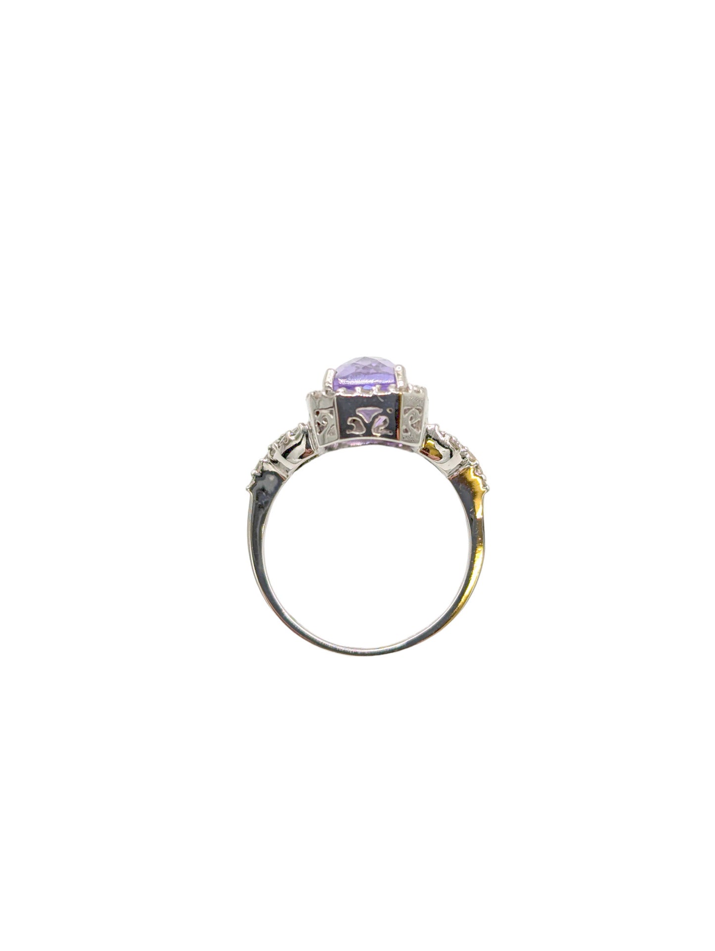 9ct WG Art Deco Inspired Amethyst and Diamond Dress Ring