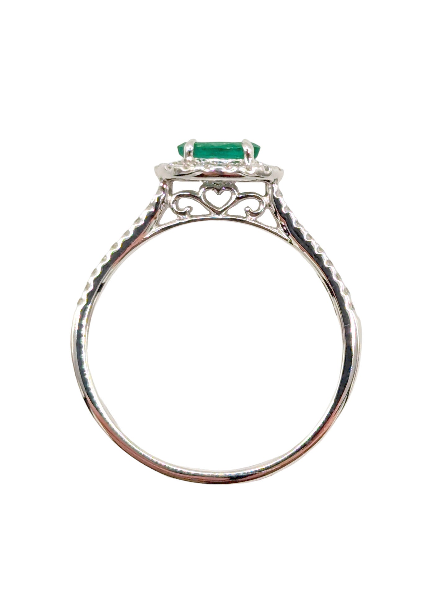 9ct WG Marquis Emerald Diamond Halo Ring