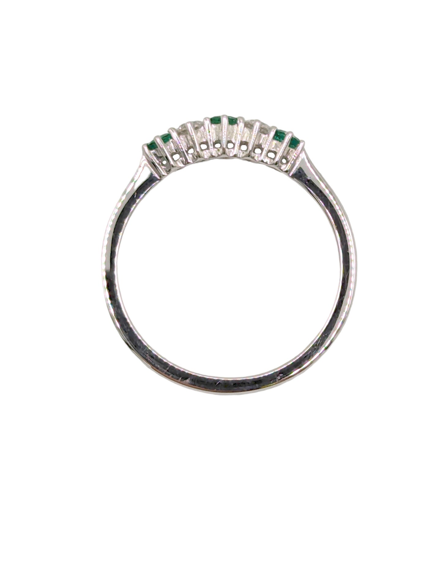 18ct White Gold Diamond and Emerald 1/2 ET Ring