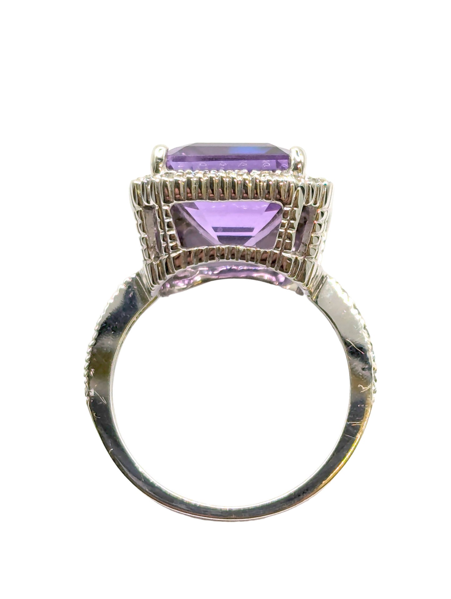 9ct WG Amethyst And Diamond Large Cocktail Ring