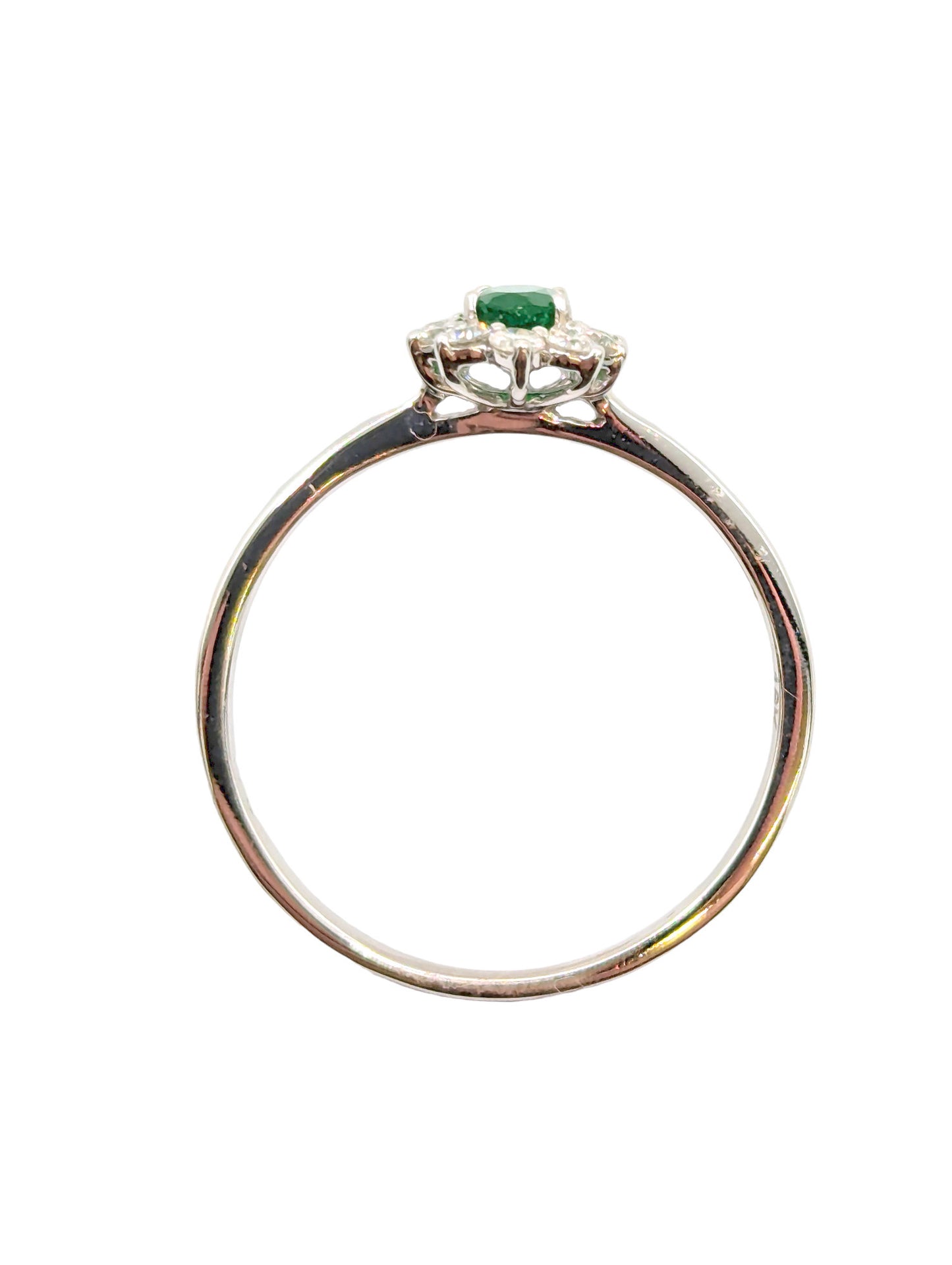 18ct Diamond and Emerald Oval Cluster Ring