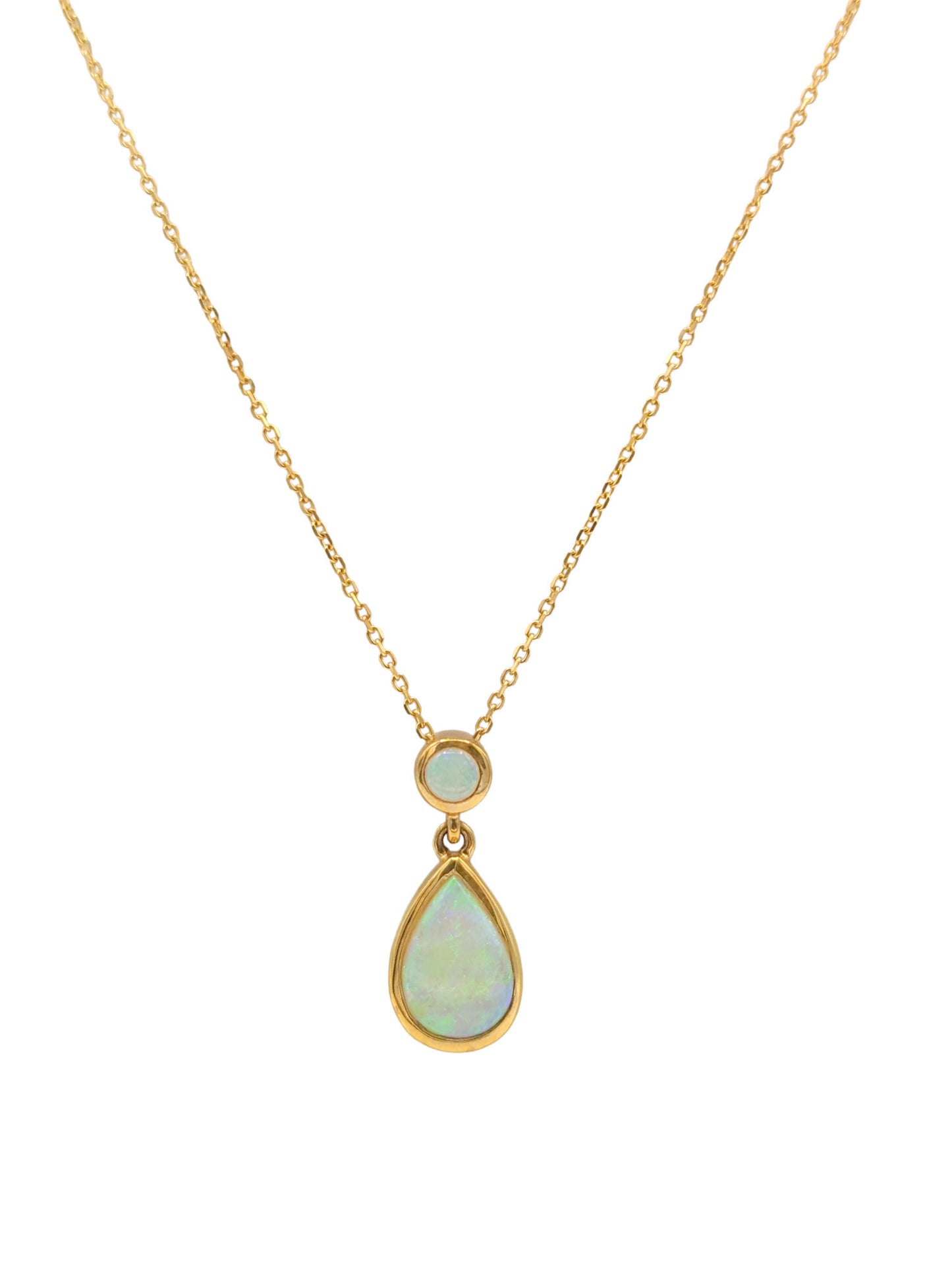 9 Carat Yellow Gold Opal Pendant and Matching Drop Earrings