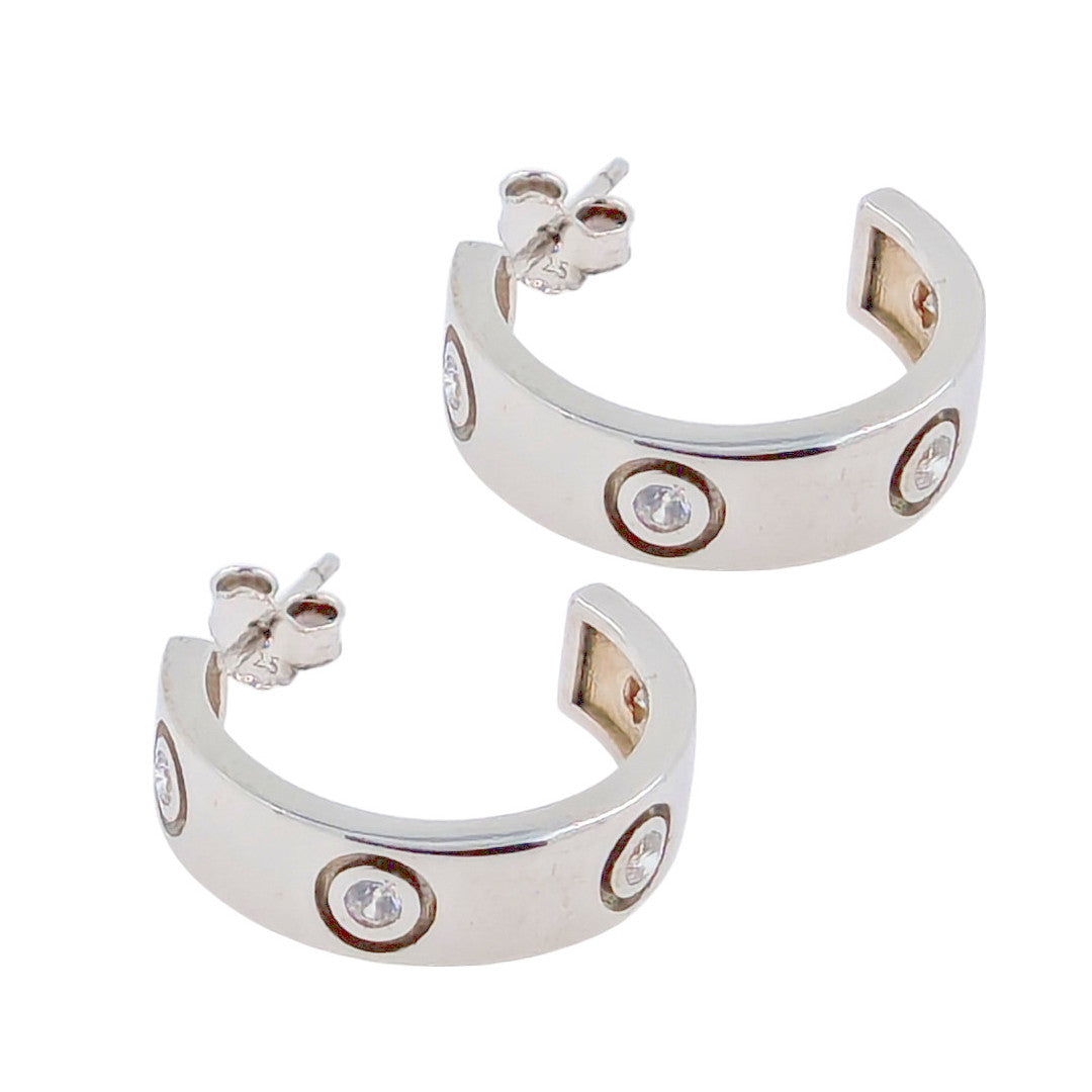 CZ Silver Small Hoop Earrings