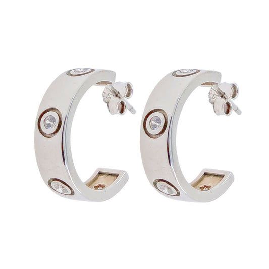 CZ Silver Small Hoop Earrings