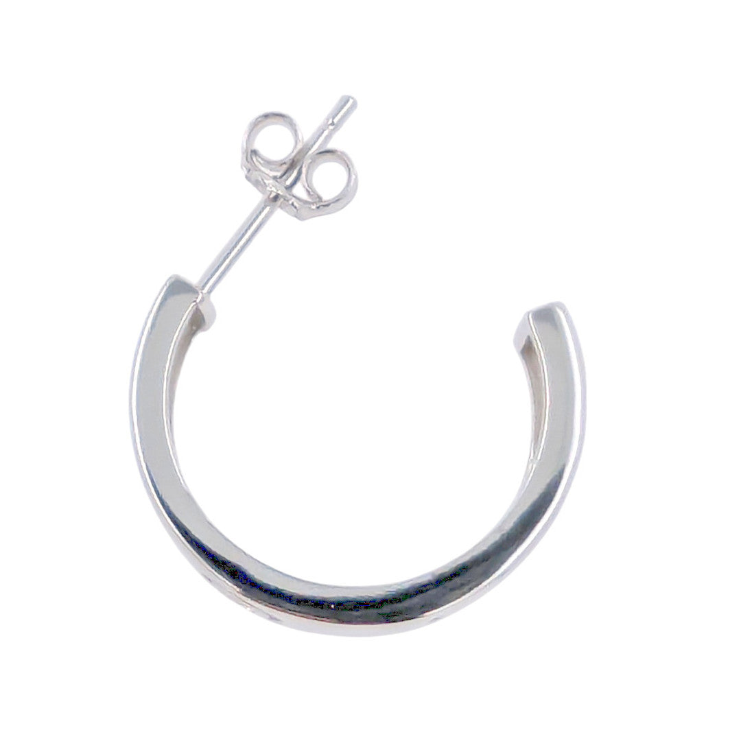 CZ and Screw Effect Silver Small Hoop Earrings