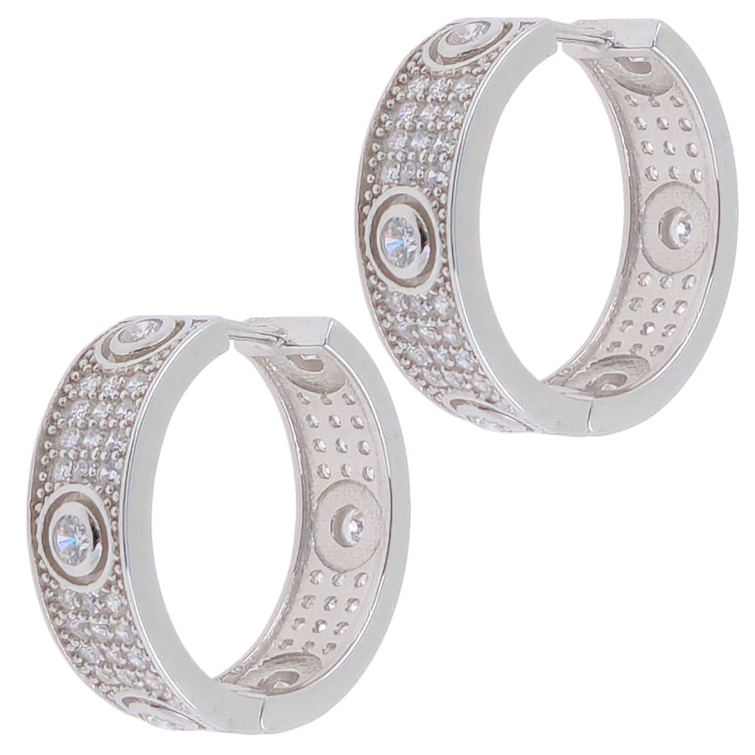 Multi CZ Silver Small Hoop Earrings