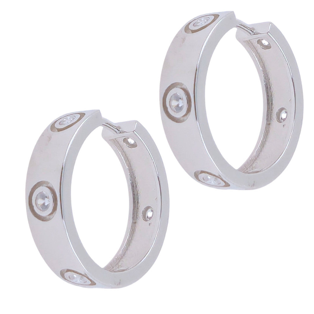 CZ Silver Small Hoop Earrings